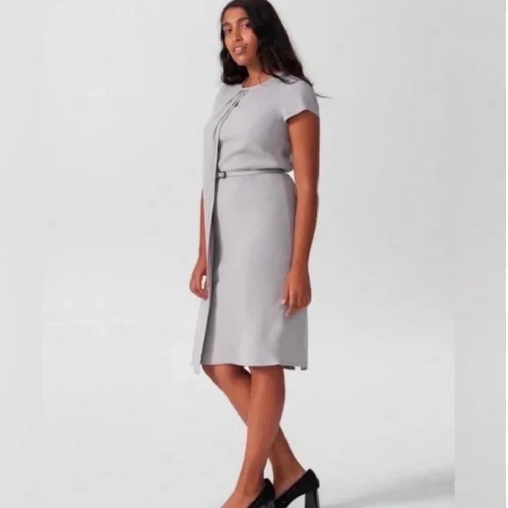 Universal Standards Vesper Polina Dove Gray Drape Dress Workdress NO BELT - Picture 4 of 16